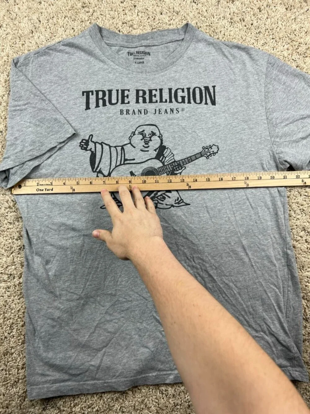TRUE RELIGION LOUNGEWEAR BUDDHA GRAY T-SHIRT SIZE XL Cotton Poly Casual